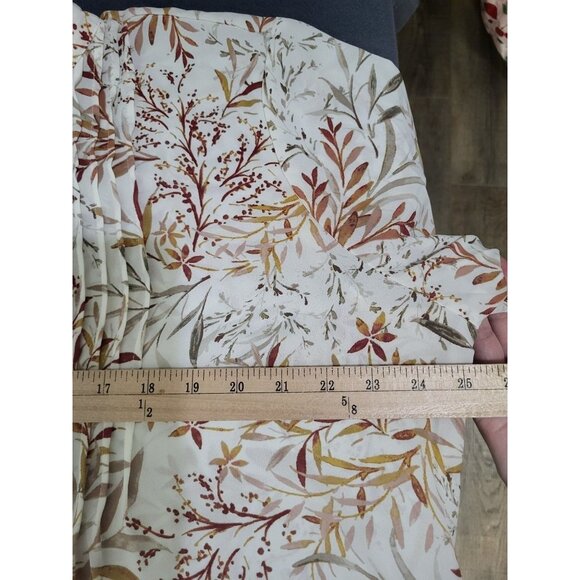 NYDJ Women's XL Pleated Peasant Blouse Smock Cuffs Floral - Picture 5 of 8